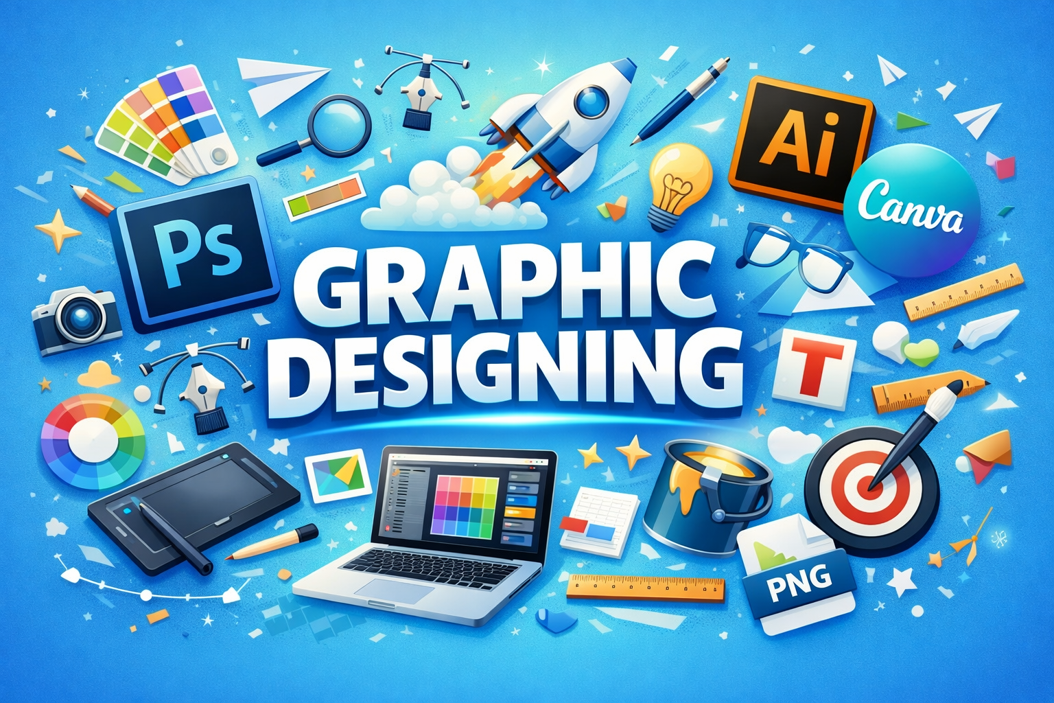 Graphic Designing + (Adobe Photoshop + Illustrator + Canva)